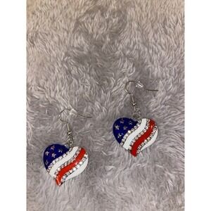 American flag heart shaped earrings.